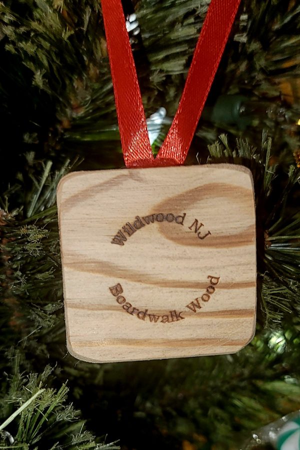 Authentic Real Wildwood NJ Boardwalk Wood Christmas Ornament