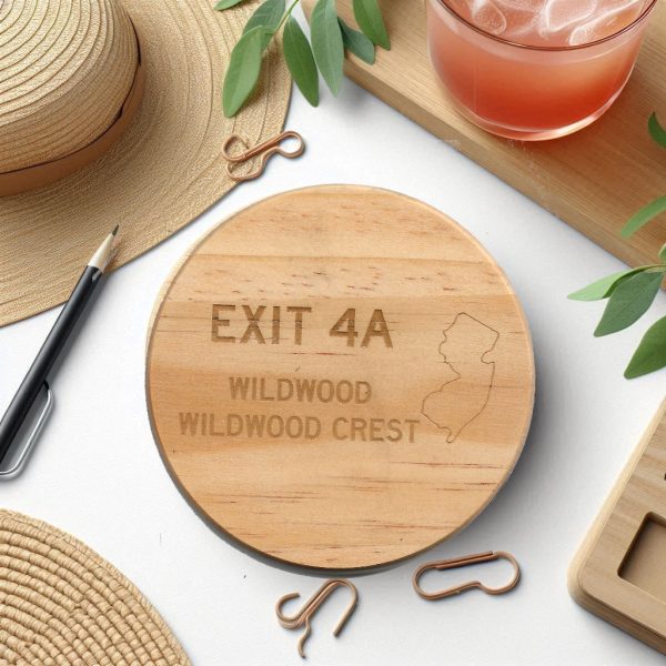 Wildwood Exit 4 Wood Coaster with NFC Tag. (4)