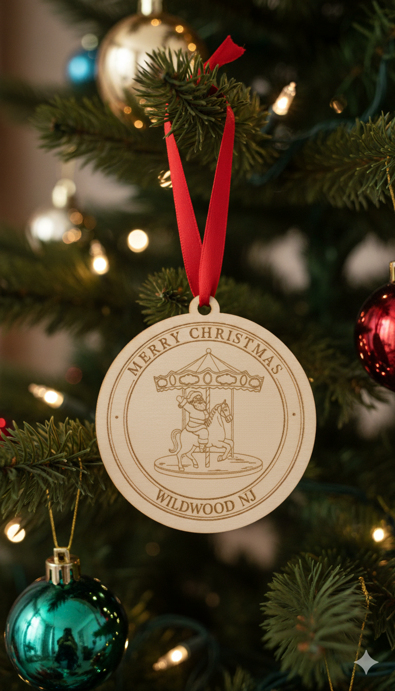 Wildwood NJ Engraved Merry-Go-Round with Santa