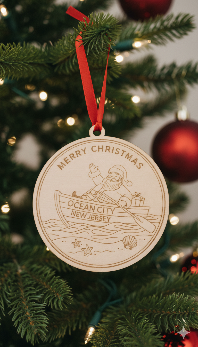 Ocean City NJ Engraved Lifeguard Boat with Santa