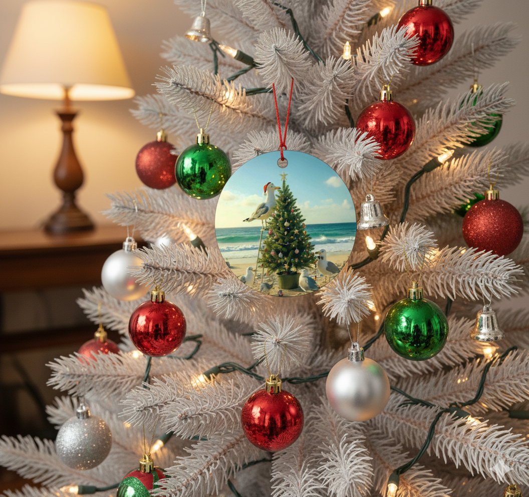 Seagull Tree Trimmers Beachside Christmas Ornament