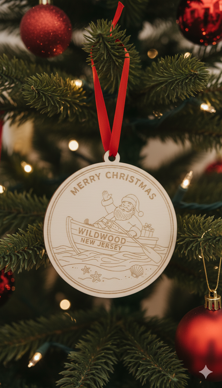 Wildwood NJ Engraved Lifeguard Boat with Santa