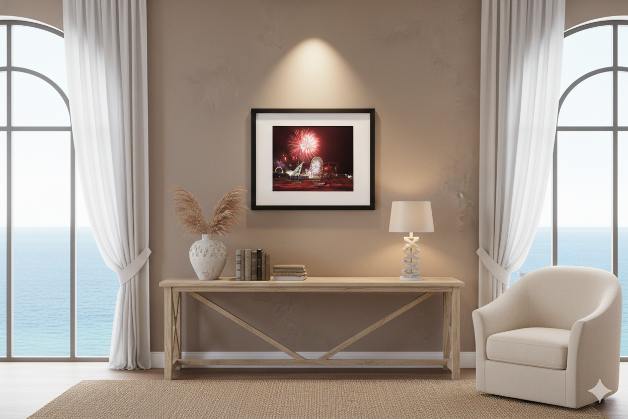 Wildwood Fireworks & Ferris Wheel with a Lifeguard Boat