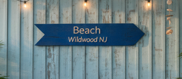 Beach Wildwood NJ Blue Pallet Wood Sign