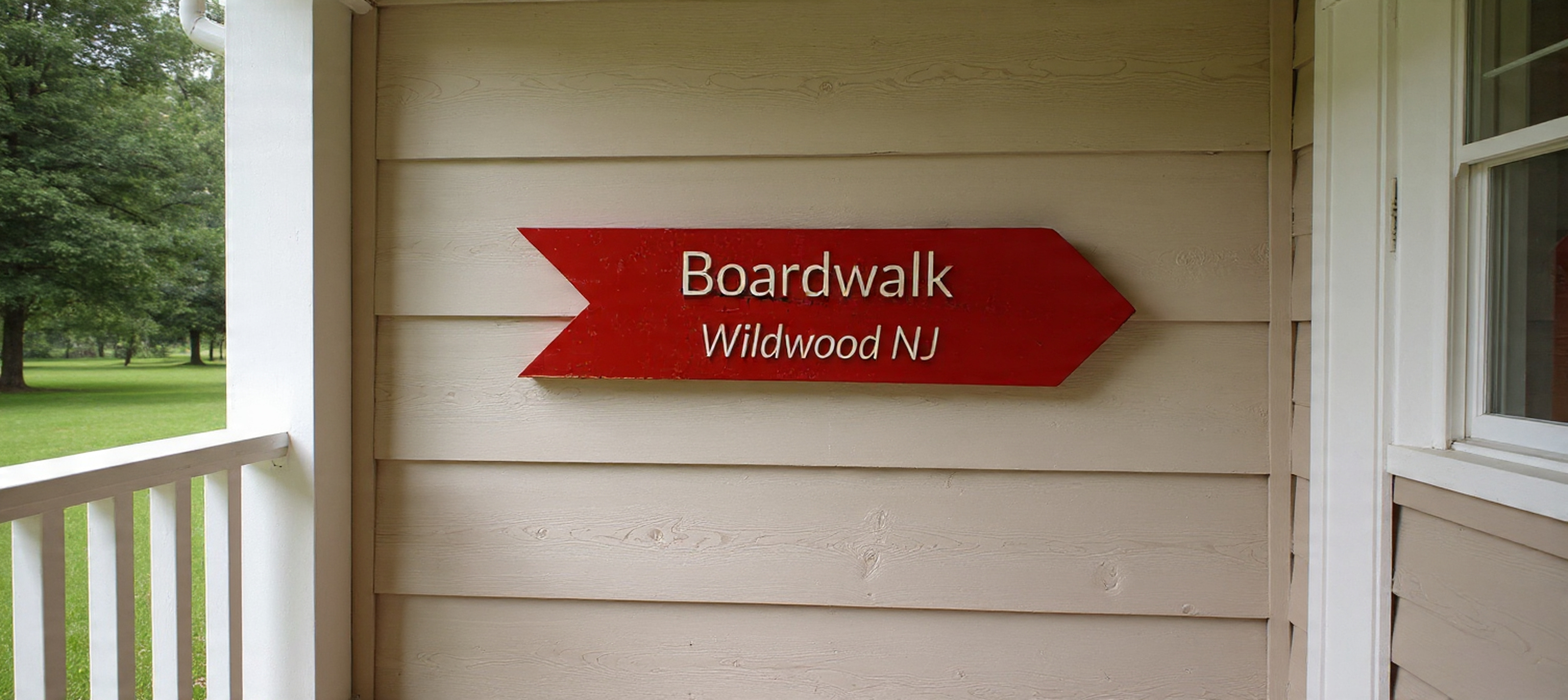 Boardwalk Wildwood NJ Red Wood Arrow Sign