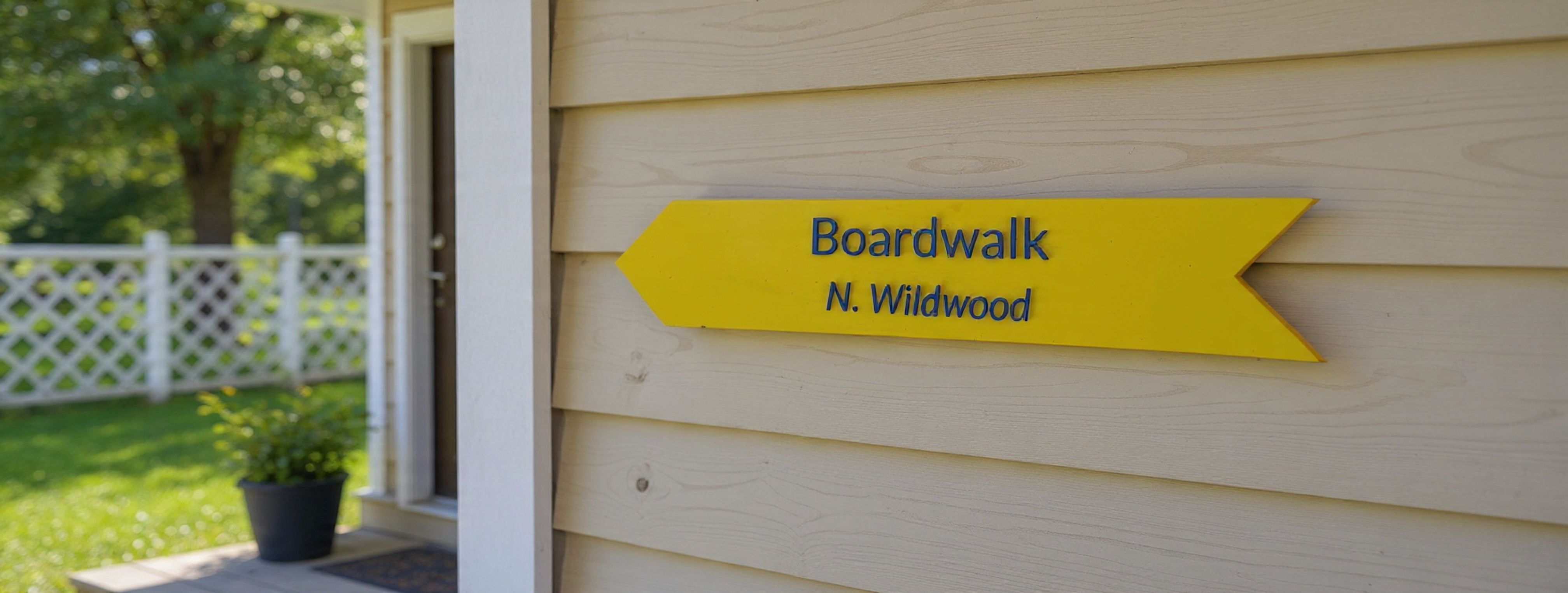 Boardwalk N. Wildwood Arrow Wood Sign Tramcar Colors
